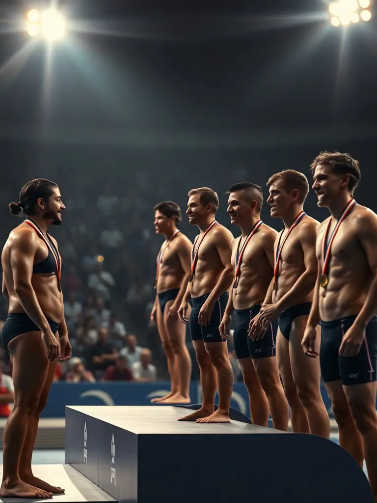 An image of athletes receiving awards at a swin competition, highlighting the achievements and recognition facilitated by F2S.