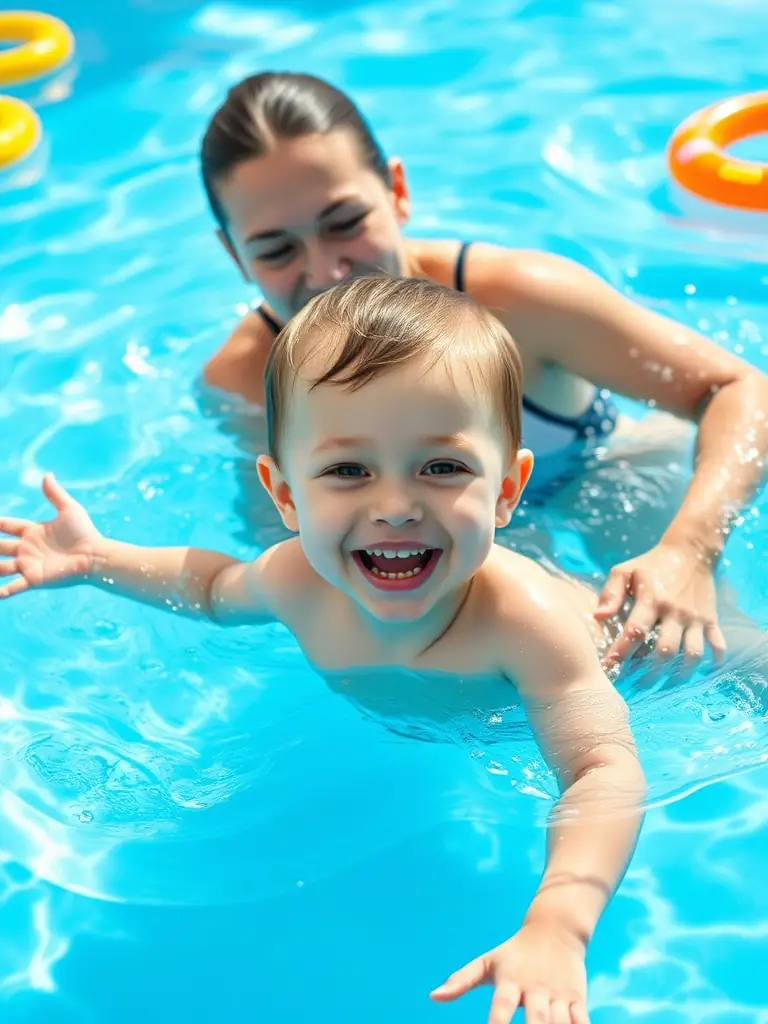 A vibrant image of children participating in a swin training session, showcasing the joy and community spirit fostered by F2S.